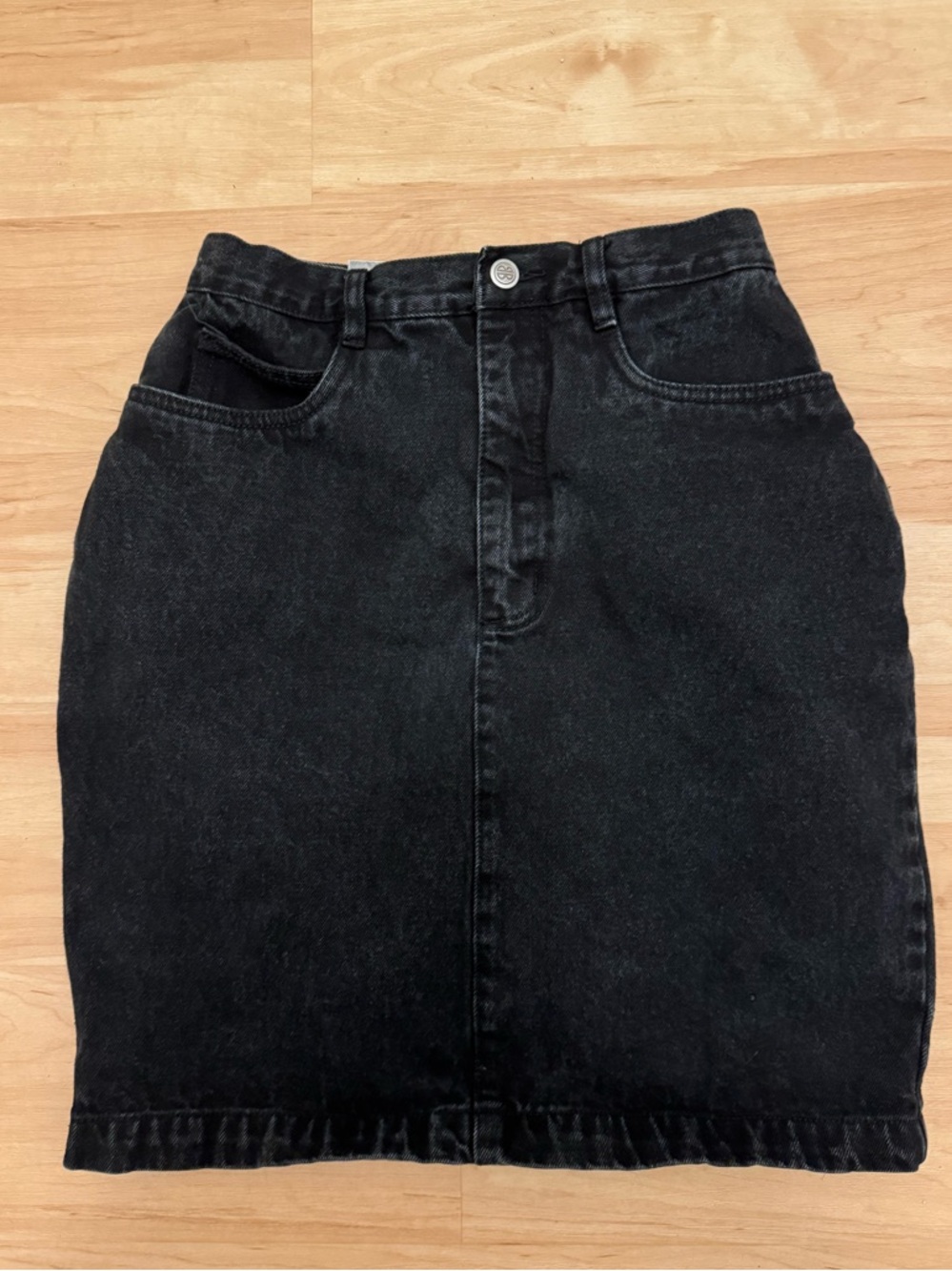 Vintage Bill Blass High Waist Black Denim Mini Pencil Skirt Size 2